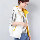 Pavasario/vasaros moteriška liemenė 2023 m. Nauja apsaugos nuo saulės liemenė su gobtuvu Moteriška madinga striukės be rankovių paltai Moteriški trumpa liemenė Viršutiniai drabužiai