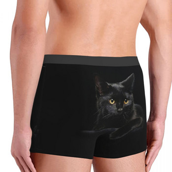 Μαύρη γάτα Cute Kawaii Animal Aniamls Σώβρακο Homme Panties Ανδρικό εσώρουχο Ventilate σορτς μποξεράκι