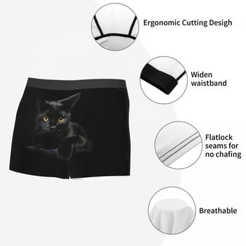 Μαύρη γάτα Cute Kawaii Animal Aniamls Σώβρακο Homme Panties Ανδρικό εσώρουχο Ventilate σορτς μποξεράκι