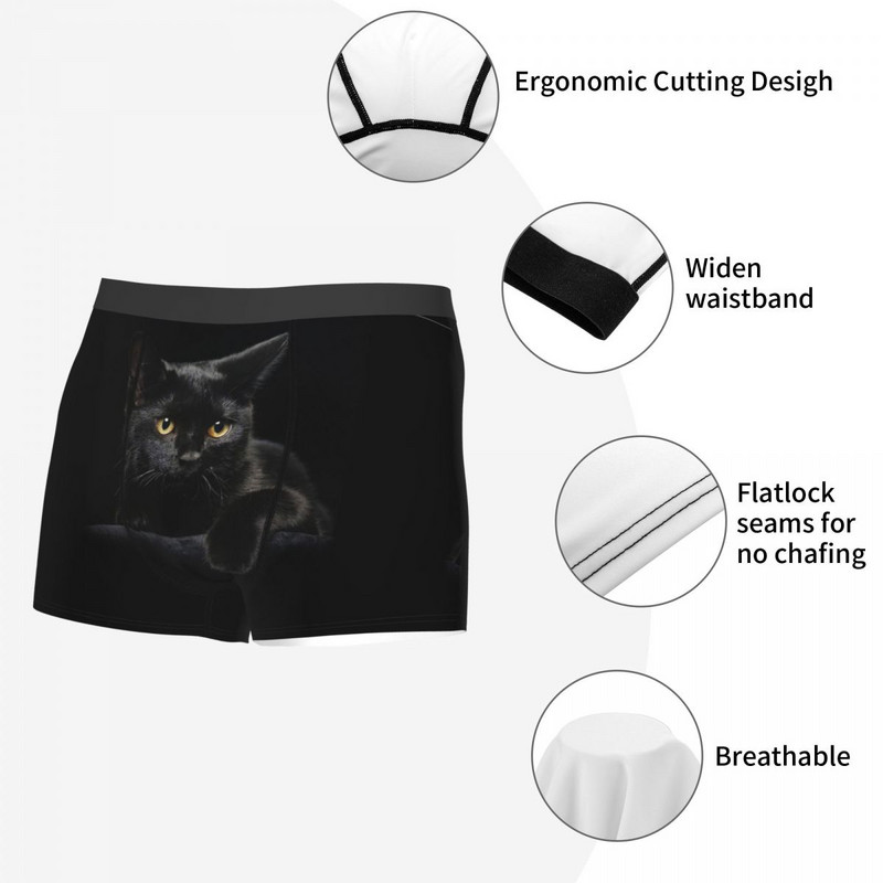 Black Cat Cute Kawaii Animal Aniamls Gaće Homme Gaćice Muško donje rublje Ventilate Shorts Bokserice