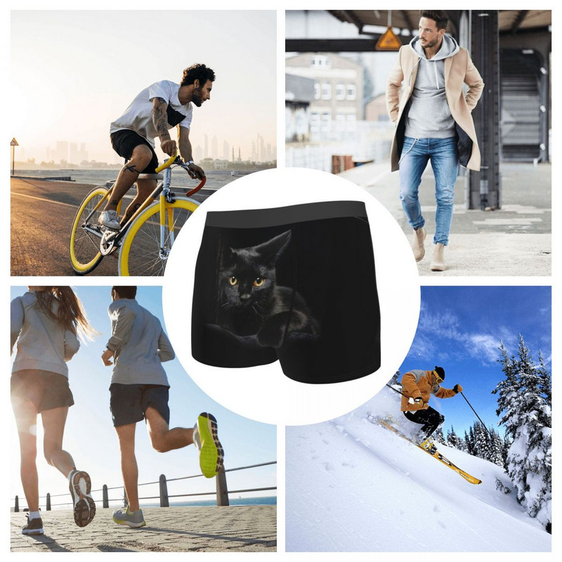 Black Cat Cute Kawaii Animal Aniamls Gaće Homme Gaćice Muško donje rublje Ventilate Shorts Bokserice