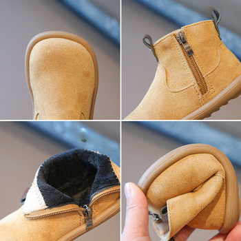 Ρετρό Nubuck Vamp μπότες για παιδικά κορίτσια Αγγλία χειμερινό παπούτσι για αγόρια Μέγεθος μοντέρνο φερμουάρ Suede Παιδικές μπότες Comfort G09281