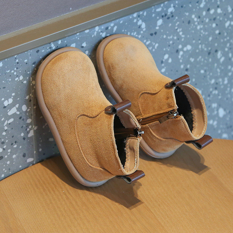 Retro Nubuk Vamp csizma gyerekeknek lányoknak Anglia stílusú téli cipő fiúknak Méret Divatos cipzáras Velúr Gyerekcsizma Comfort G09281