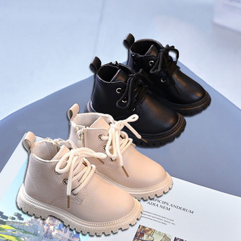 Пролет Есен Детски къси ботуши за момчета Момичета Бебешки детски ботуши Модни ботуши на платформа Малки бежови обувки за сняг G04161