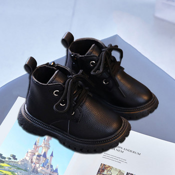 Пролет Есен Детски къси ботуши за момчета Момичета Бебешки детски ботуши Модни ботуши на платформа Малки бежови обувки за сняг G04161