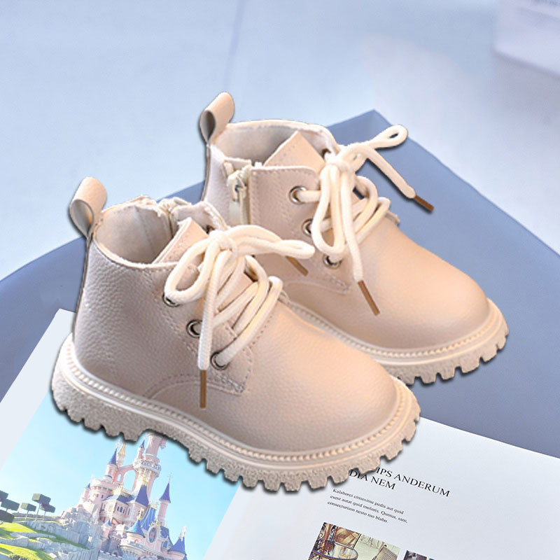 Proljeće jesen Dječje kratke čizme za dječake Djevojčice na vezanje Bebe Dječje čizme Modne čizme s platformom Bež cipele za snijeg G04161