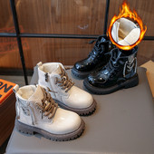 Prekės ženklo dizaineris Gražūs vaikiški batai mergaičių batai paprastas juodos smėlio spalvos mažos mergaitės laisvalaikio batų platforma žieminiai kulkšnies batai G09222