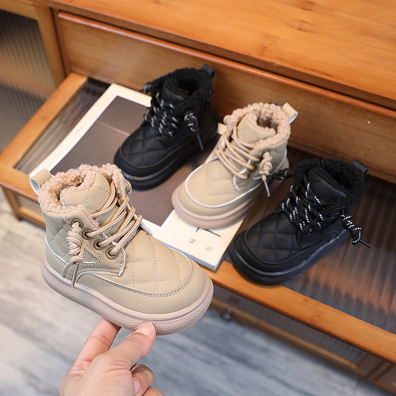 Noutăți Cizme de zăpadă cu zăbrele de iarnă pentru copii Cusături unice Toamna Băieți Fete Cizme scurte Pantofi moale cu platformă Copii G07121