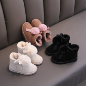Mieli princesiški batai mergaičių su plaukuku Vaikai mergaičių kailiniai batai šilti kūdikių batai kaspinėliai pomponai žieminiai trumpi batai vyzdžiai G06283