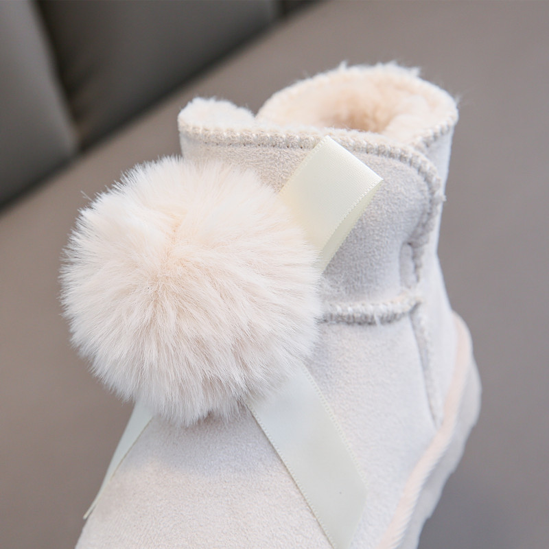 Mieli princesiški batai mergaičių su plaukuku Vaikai mergaičių kailiniai batai šilti kūdikių batai kaspinėliai pomponai žieminiai trumpi batai vyzdžiai G06283