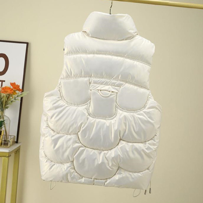 Ženski donji pamučni kaput prsluk 2022. Nova korejska sjajna vanjska odjeća Prsluk s stojećim ovratnikom bez rukava Ženski prsluk