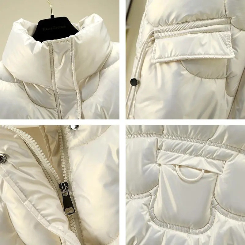 Ženski donji pamučni kaput prsluk 2022. Nova korejska sjajna vanjska odjeća Prsluk s stojećim ovratnikom bez rukava Ženski prsluk