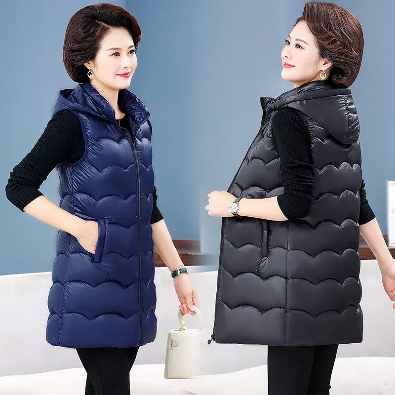 2022, toamnă iarnă, jachetă de bumbac, lungă, mijlocie, pentru femei, vestă, haină cu glugă ocazională, pardes pentru femeie, pardesiu, Chaleco Mujer 5XL