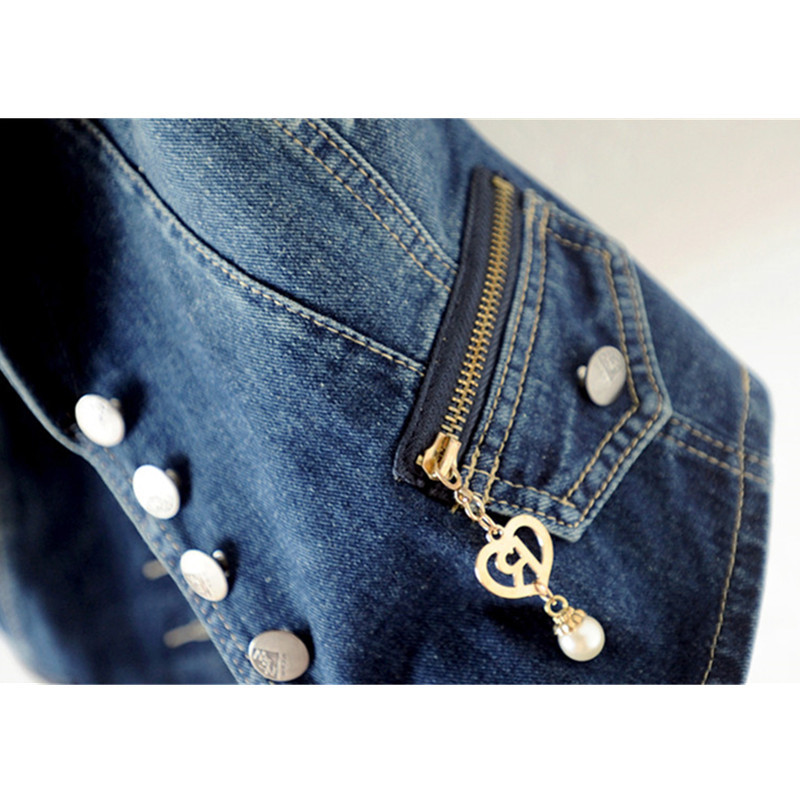 Nauja Džinsinė liemenė Moteriška trumpa striukė Laisvalaikio viršūnės Pavasaris Vasara Džinsai Be rankovių Viršutiniai drabužiai Kostiumo apykaklė Plona moteriška liemenė H578