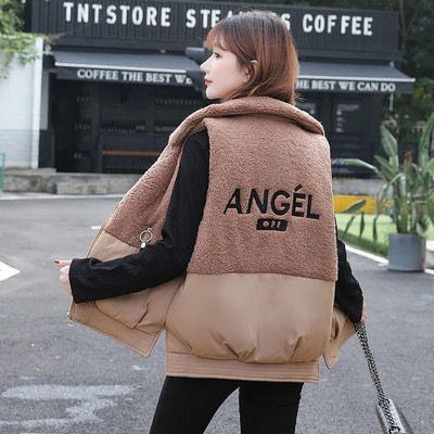 Jesenná zimná bunda pre ženy NOVÁ hrubá páperová bavlnená vesta s jahňacím vlasom, krátka bunda bez rukávov, dámska vesta