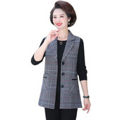 Jarná jesenná dámska kockovaná vesta, bunda 2022, módna štíhla vesta bez rukávov s vreckom, ležérna vesta, dámske topy, chalecos para mujer