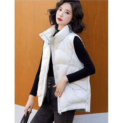 2023 NOI Jachetă din bumbac de puf pentru femei, toamnă iarnă, guler scurt, jachetă din bumbac fără mâneci, vestă casual pentru femei