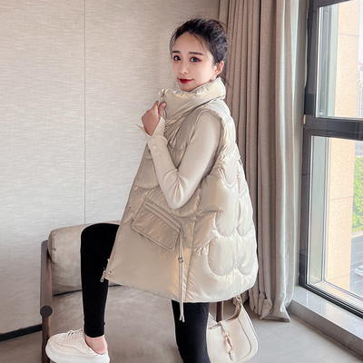 Γυναικείο πουπουλένιο βαμβακερό γιλέκο Παλτό Φθινοπωρινό χειμερινό κολάρο Αμάνικο μπουφάν Γυναικείο μόδα αντιανεμικό ζεστό γιλέκο Chaleco Mujer