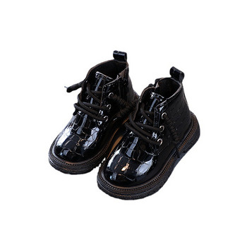 Επώνυμα Σχεδιαστής Κροκόδειλος μοτίβο νήπιες μπότες για κορίτσια για φθινοπωρινά χειμερινά παπούτσια καουμπόη Παιδικά αθλητικά παπούτσια για αγόρι μαύρο μπεζ F08243
