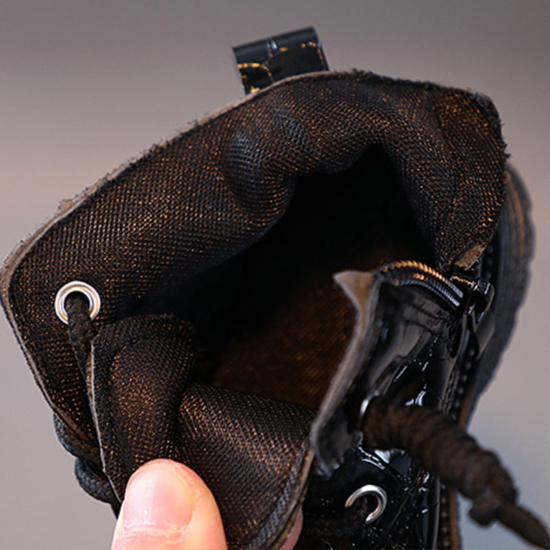 Prekės ženklo dizainerio krokodilo rašto batai mažiems mergaitėms rudens žiemai madingi kaubojų batai vaikiški sportbačiai berniukams juodi smėlio spalvos F08243