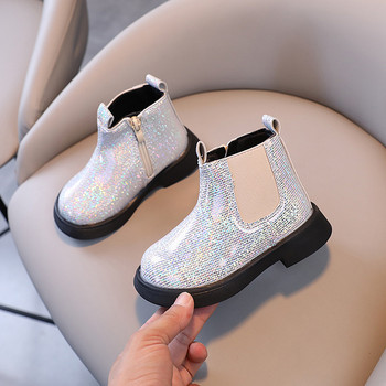 Sparkly Evening Party Party Shoes Appealing Princess Chelsea Boots for Children Glitter Lattice Short Boots με χαμηλό τακούνι G09213