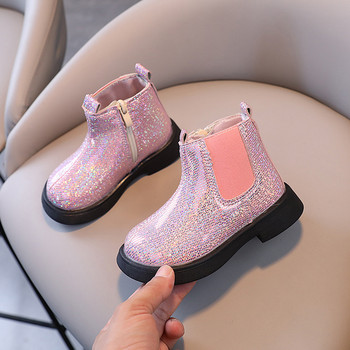 Sparkly Evening Party Party Shoes Appealing Princess Chelsea Boots for Children Glitter Lattice Short Boots με χαμηλό τακούνι G09213