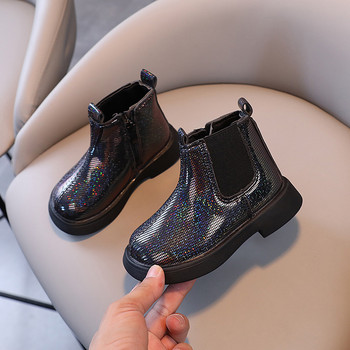 Sparkly Evening Party Party Shoes Appealing Princess Chelsea Boots for Children Glitter Lattice Short Boots με χαμηλό τακούνι G09213