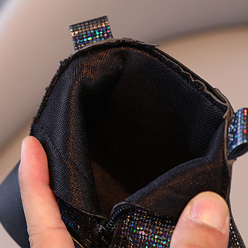 Svjetlucave večernje cipele za maturalnu zabavu Privlačne princeze za djevojčice Chelsea čizme za djecu Svjetlucave rešetkaste kratke čizme na nisku petu G09213