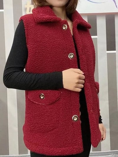 Nadrozmerná 75 kg tenká vesta z umelej jahňacej vlny, hrubá teplá, kórejská móda, jednoradová vesta bez rukávov 2023, dámsky kabát