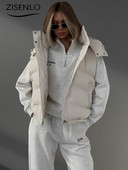 Veste pentru femei Iarna Nouă culoare uni Casual Vestă căptușită din bumbac Jachetă de corp cu glugă fără mâneci Jachetă de îmbrăcăminte vintage pachet