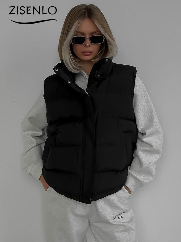 Veste pentru femei Iarna Nouă culoare uni Casual Vestă căptușită din bumbac Jachetă de corp cu glugă fără mâneci Jachetă de îmbrăcăminte vintage pachet