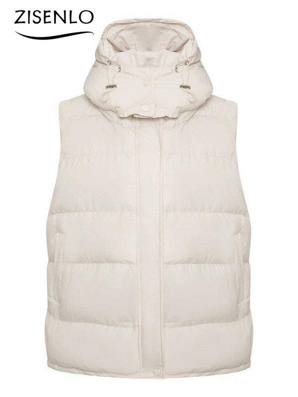 Veste pentru femei Iarna Nouă culoare uni Casual Vestă căptușită din bumbac Jachetă de corp cu glugă fără mâneci Jachetă de îmbrăcăminte vintage pachet