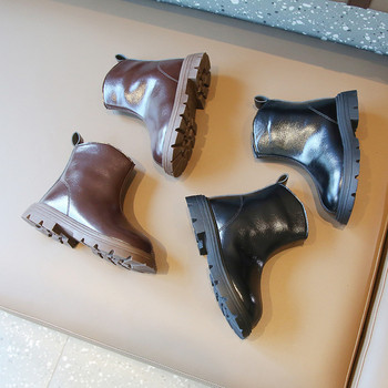 Ботуши на платформа за момичета принцеси Модни ботуши със страничен цип Дебело дъно Къси ботуши Есен Зима Училищни обувки Детски G10193