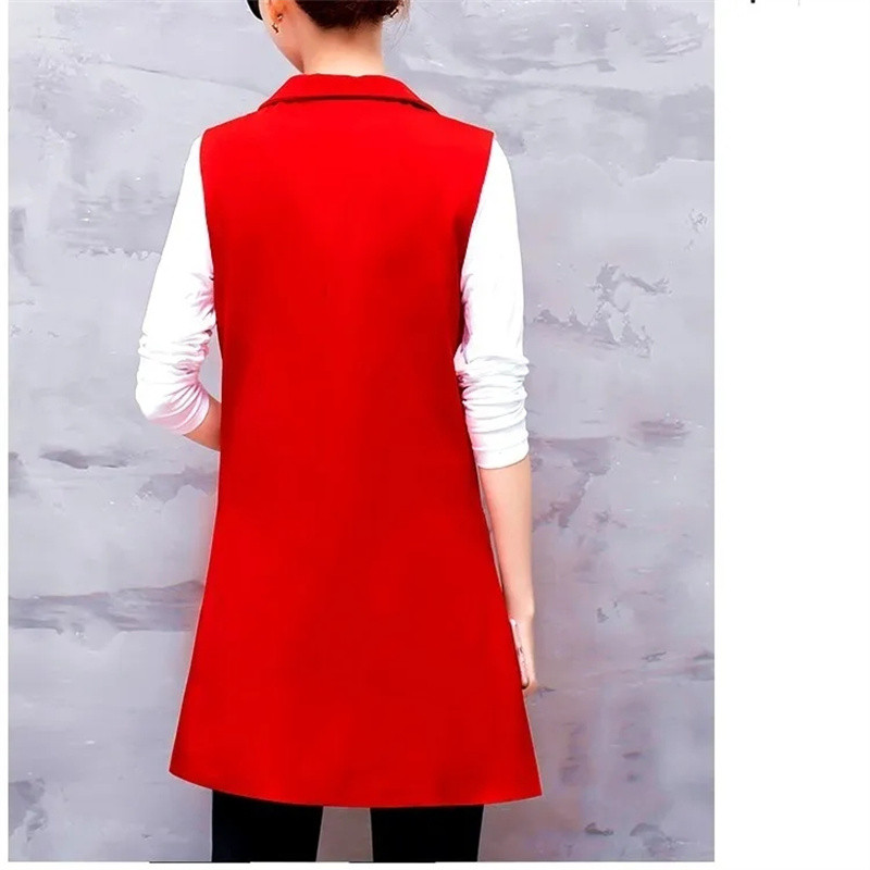 Vestă de costum pentru femei, vestă nouă, primăvară, toamnă, fără mâneci, cu nasturi dublu, sacouri lungi, pe jumătate, vestă pentru femei, haine de exterior