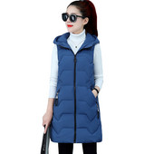 2023 Zimska jakna Ženska vesta Kaput s džepovima i kapuljačom Topla ležerna pamučno podstavljena vesta Ženska tanka jakna bez rukava Prsluk 3XL