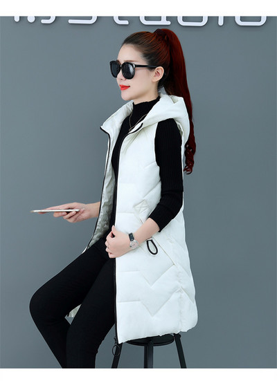 2023 Zimska jakna Ženska vesta Kaput s džepovima i kapuljačom Topla ležerna pamučno podstavljena vesta Ženska tanka jakna bez rukava Prsluk 3XL