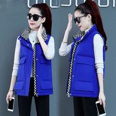 Jesenná zimná bavlnená vesta s kapucňou 2023, dámska voľná vesta, bavlnená prešívaná bunda, krátka bunda bez rukávov, dámska vesta, vrchné oblečenie