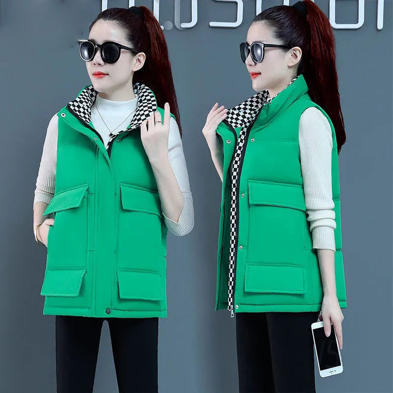 Jesenná zimná bavlnená vesta s kapucňou 2023, dámska voľná vesta, bavlnená prešívaná bunda, krátka bunda bez rukávov, dámska vesta, vrchné oblečenie