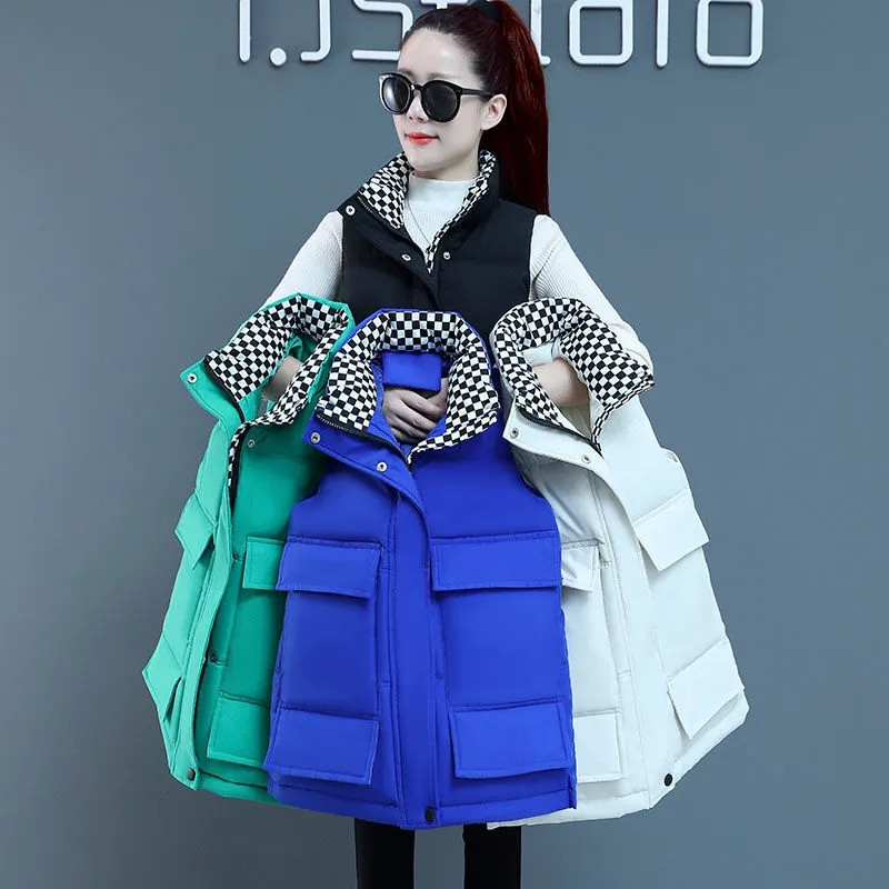 Jesenná zimná bavlnená vesta s kapucňou 2023, dámska voľná vesta, bavlnená prešívaná bunda, krátka bunda bez rukávov, dámska vesta, vrchné oblečenie