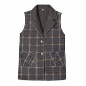 Jarná jesenná dámska vesta, nová kockovaná vesta bez rukávov, vrchné oblečenie pre stredný vek, dámske vesty, kabáty, chalecos para mujer, 5XL