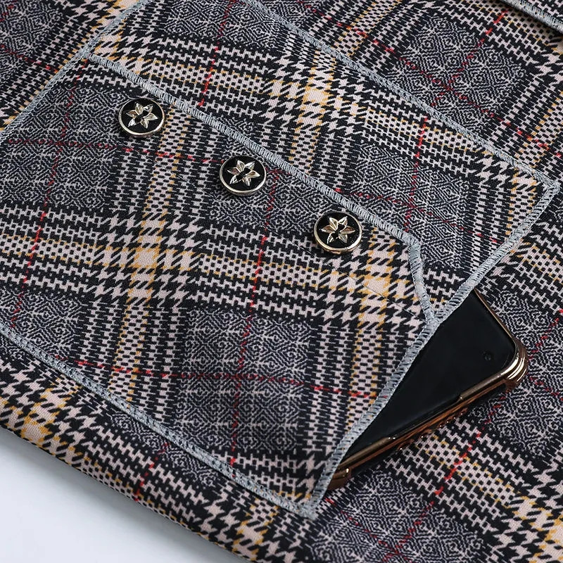 Jarná jesenná dámska vesta, nová kockovaná vesta bez rukávov, vrchné oblečenie pre stredný vek, dámske vesty, kabáty, chalecos para mujer, 5XL