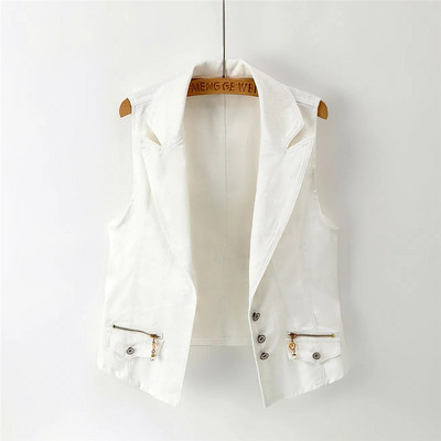 Vestă de blugi albă nouă, vestă pentru femei, subțire, scurtă, de cowboy, fără mâneci, blugi casual, veste, îmbrăcăminte exterioară pentru femei, Chaleco Mujer 5XL