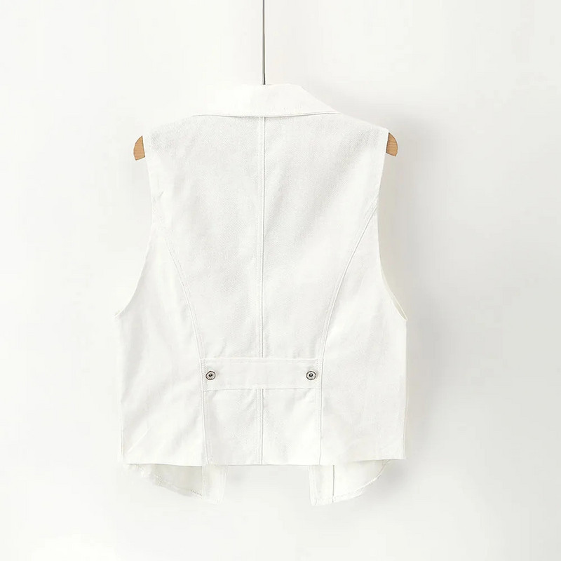 Nauja balta džinsinė liemenė moteriška liemenė plona trumpa kaubojiška striukė be rankovių laisvalaikio džinsai liemenės moteriški viršutiniai drabužiai Chaleco Mujer 5XL
