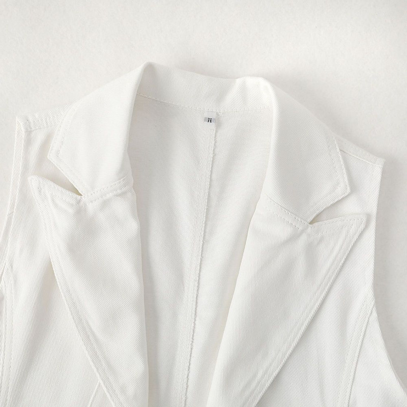 Nauja balta džinsinė liemenė moteriška liemenė plona trumpa kaubojiška striukė be rankovių laisvalaikio džinsai liemenės moteriški viršutiniai drabužiai Chaleco Mujer 5XL