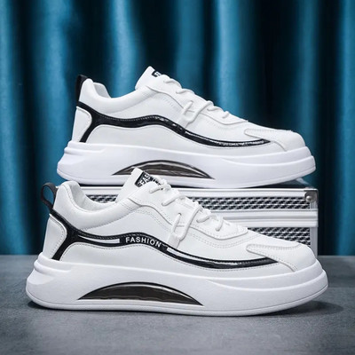 Tenisice za trčanje Muške bijele cipele s zračnim jastukom Modne ležerne prozračne cipele s povećanom ravnom platformom Tenis Masculino