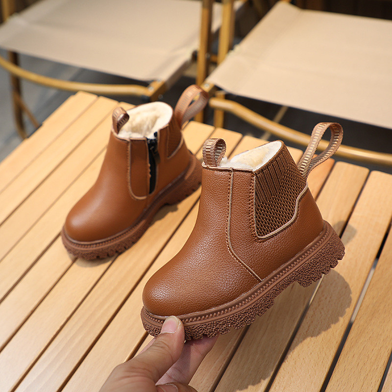 Zimske čizme Dječje Dječaci Djevojčice Kratke čizme Crne bež smeđe baršunaste Chelsea čizme za malu djecu Lijepe dječje cipele s platformom F09171