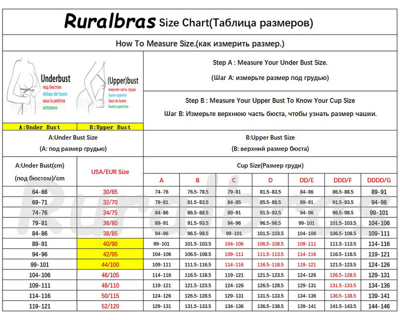 Ruralbras jednobojni grudnjaci za žene Push Up 52F 50E 48F 48E 48D 46F 46E 46D 46C 44F 44E 44D 44C 42F 42D 42C 40E 40D 40C 38E 38D 36D