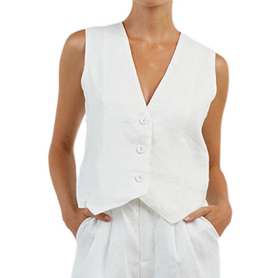 Ljetni prsluk s V izrezom Novi salonski prsluk bez rukava Korejska verzija Tanko ležerno odijelo Jakna Kaput Profesionalni ženski prsluk bez rukava