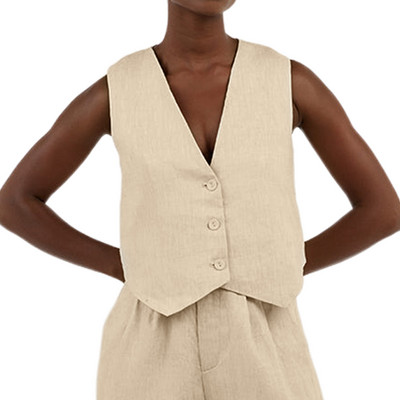 Ljetni prsluk s V izrezom Novi salonski prsluk bez rukava Korejska verzija Tanko ležerno odijelo Jakna Kaput Profesionalni ženski prsluk bez rukava