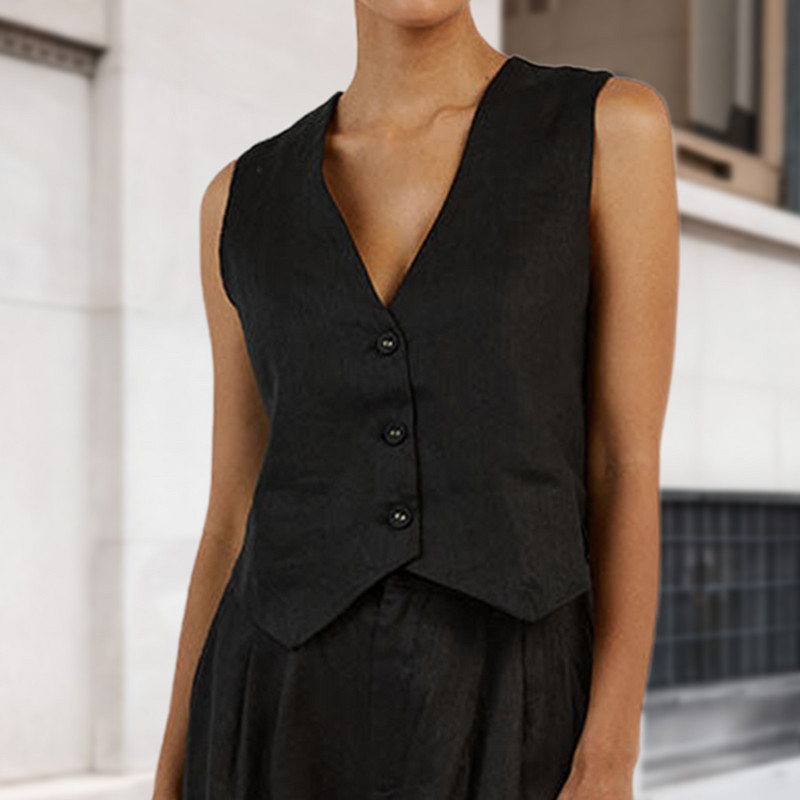 Ljetni prsluk s V izrezom Novi salonski prsluk bez rukava Korejska verzija Tanko ležerno odijelo Jakna Kaput Profesionalni ženski prsluk bez rukava